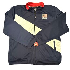 Team USA Olympics Track Jacket Full Zip Navy‎ Red White Mens XL Athletic Coat